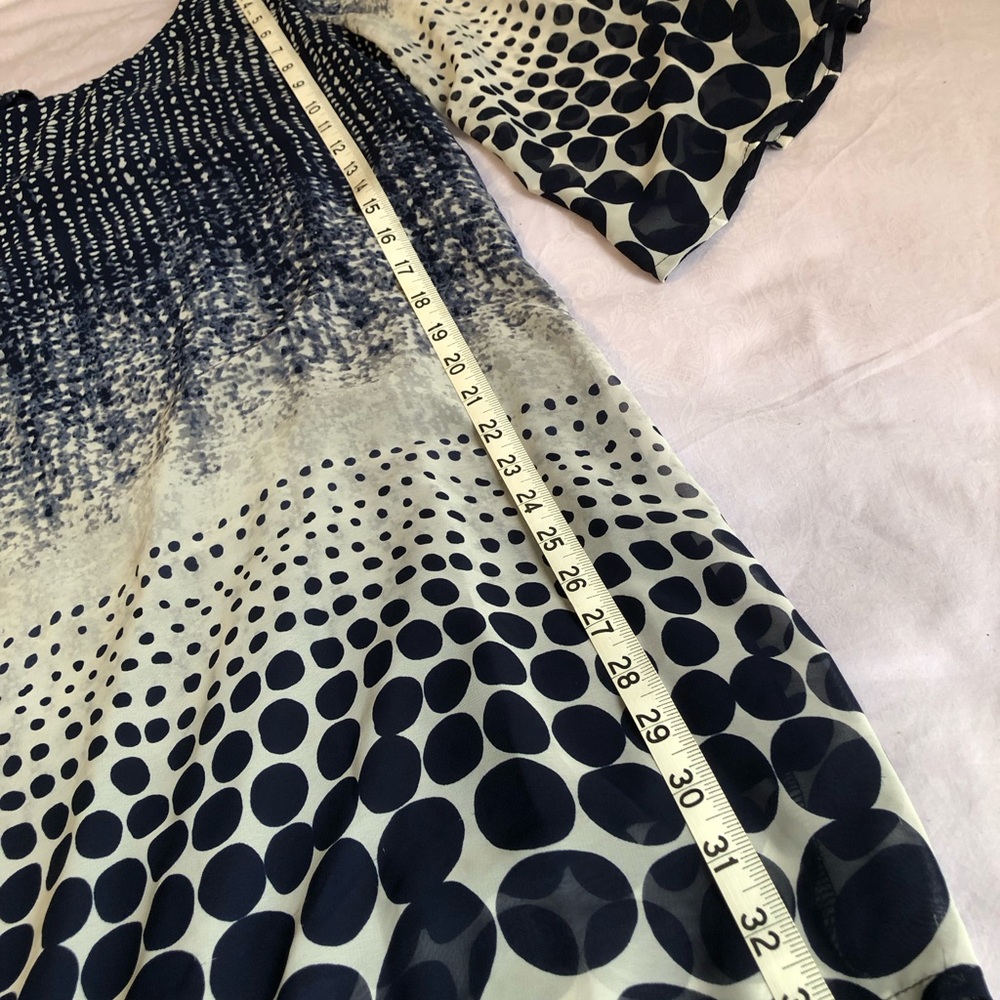 Flirty sheer dots Dress with sexy back Millibon USA Navy white grey dots